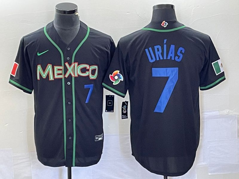 Men 2023 World Cub Mexico #7 Urias Black blue Nike MLB Jersey9